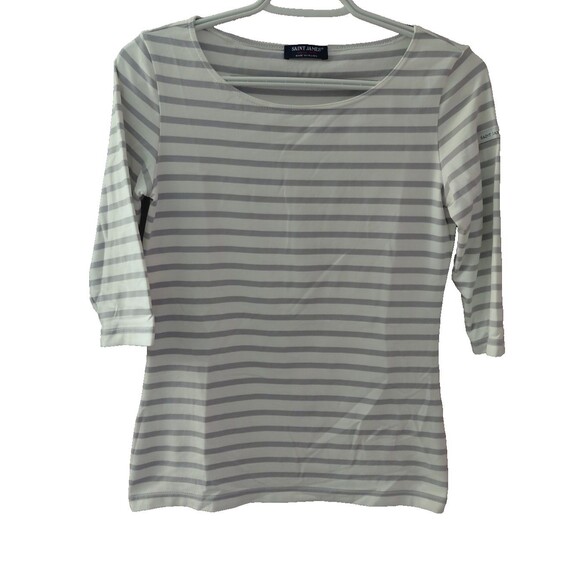 Saint James Stripe Boat Neckline 3/4 sleeve T-shirt Top Polyamide Size 4US - Picture 1 of 8